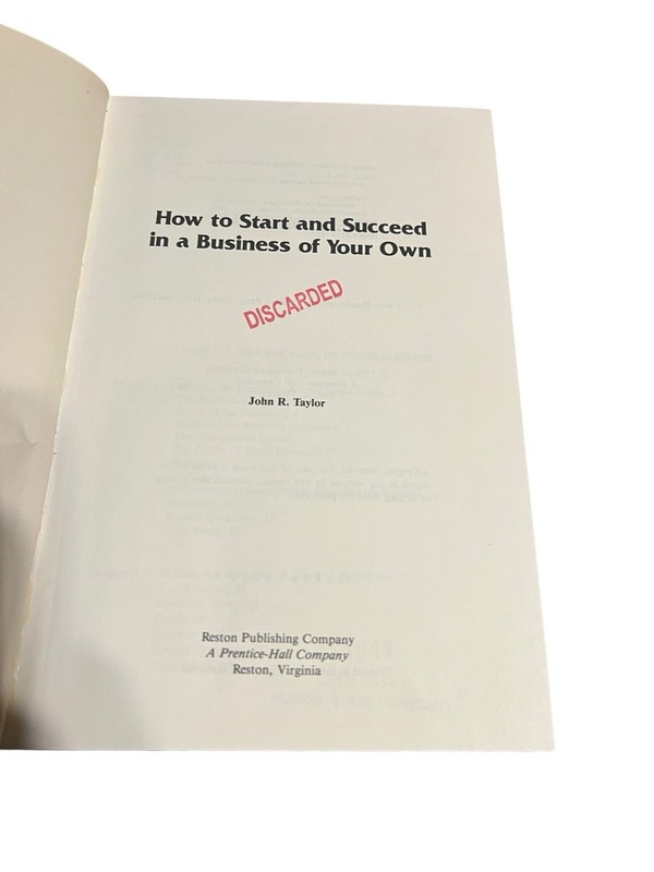 How To Start And Succeed In A Business Of Your own By John R. Taylor 1978 Hardco gallery