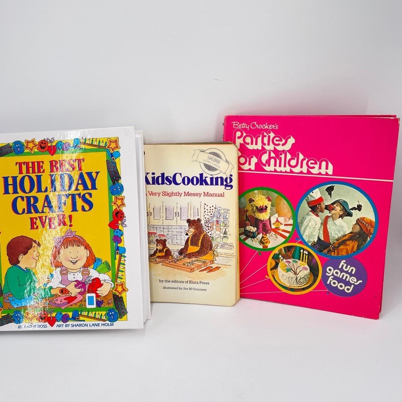 Vintage Kids Activity Book Lot Betty Crocker Klutz Kids Cooking Holiday Crafts