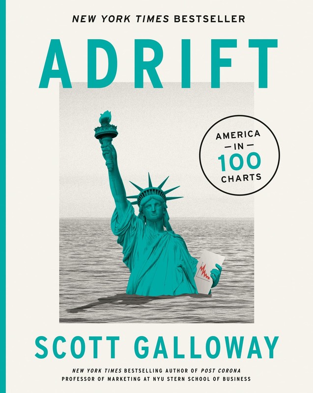 Adrift: America in 100 Charts – hardcover Galloway, Scott