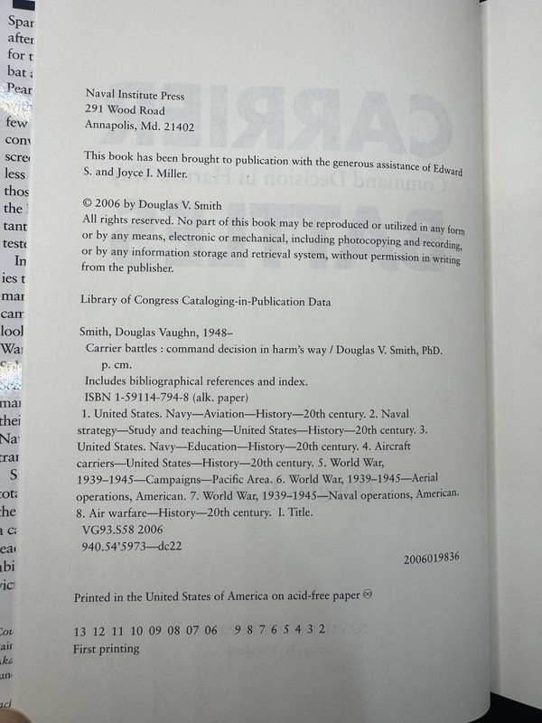 Carrier Battles: Command Decision in Harm's Way - Hardcover, 1st Edition gallery