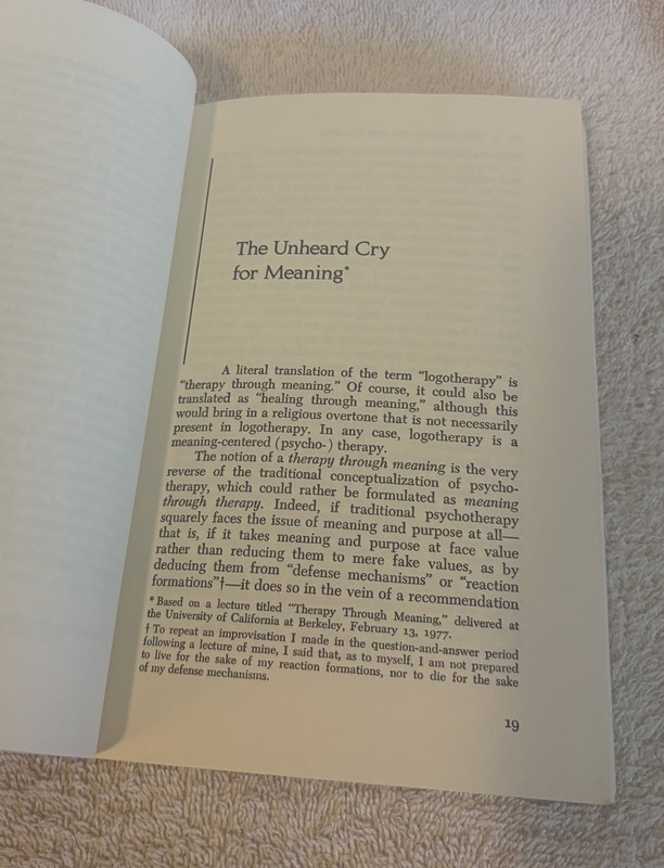 THE UNHEARD CRY FOR MEANING: Psychotherapy & Humanism Viktor E. Frankl PB 1978 gallery