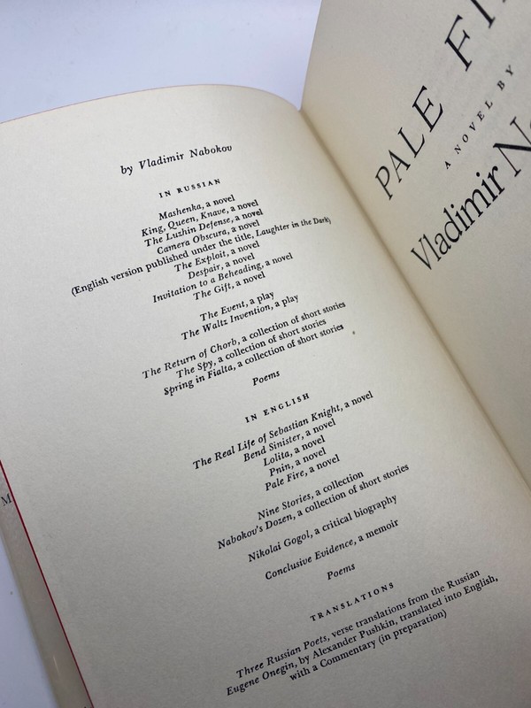 Pale Fire by Vladímir Nabokov (1962, Hardcover) FIRST IMPRESSION gallery